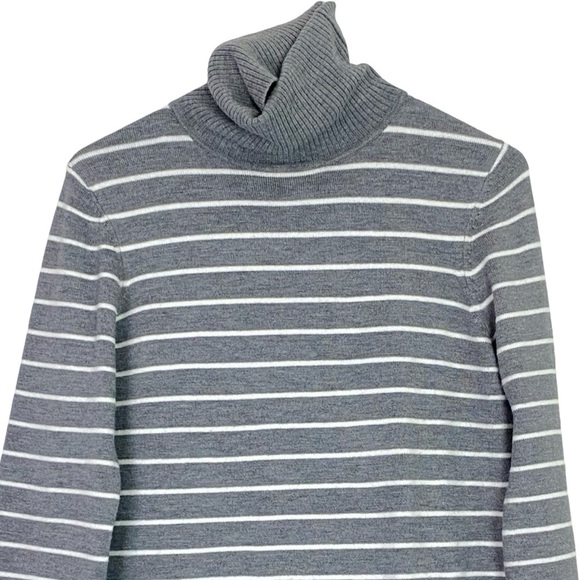 French Connection Sweater Tunic Womens Size Large Gray Striped Turtleneck Grey - Picture 7 of 7